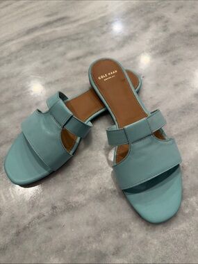 Cole Haan Women's Turquoise Leather Slide Sandals